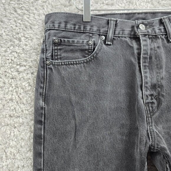 Levi’s 505 Jeans Mens 36x34 (Fits 34x31) Black Straight Denim‎ Grunge Streetwear - Picture 3 of 13